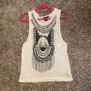 White & Black Pattern Tank Top